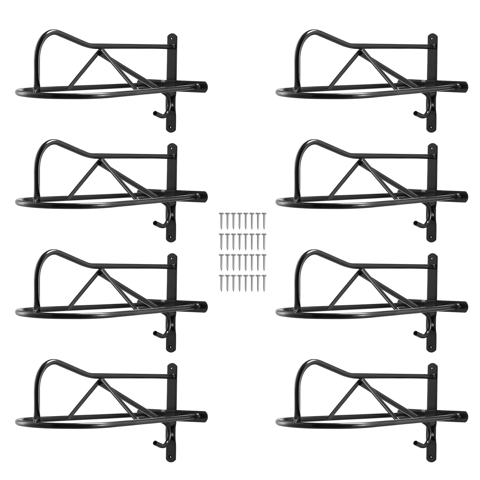VEVOR Wall Mount Saddle Rack, 580 x 230 x 270mm, 8 Packs Horse Saddle Rack with Pad Bar, Portable Saddle Stand for English & Western Saddle, Horse Tack Storage for Equestrian Garden, Black