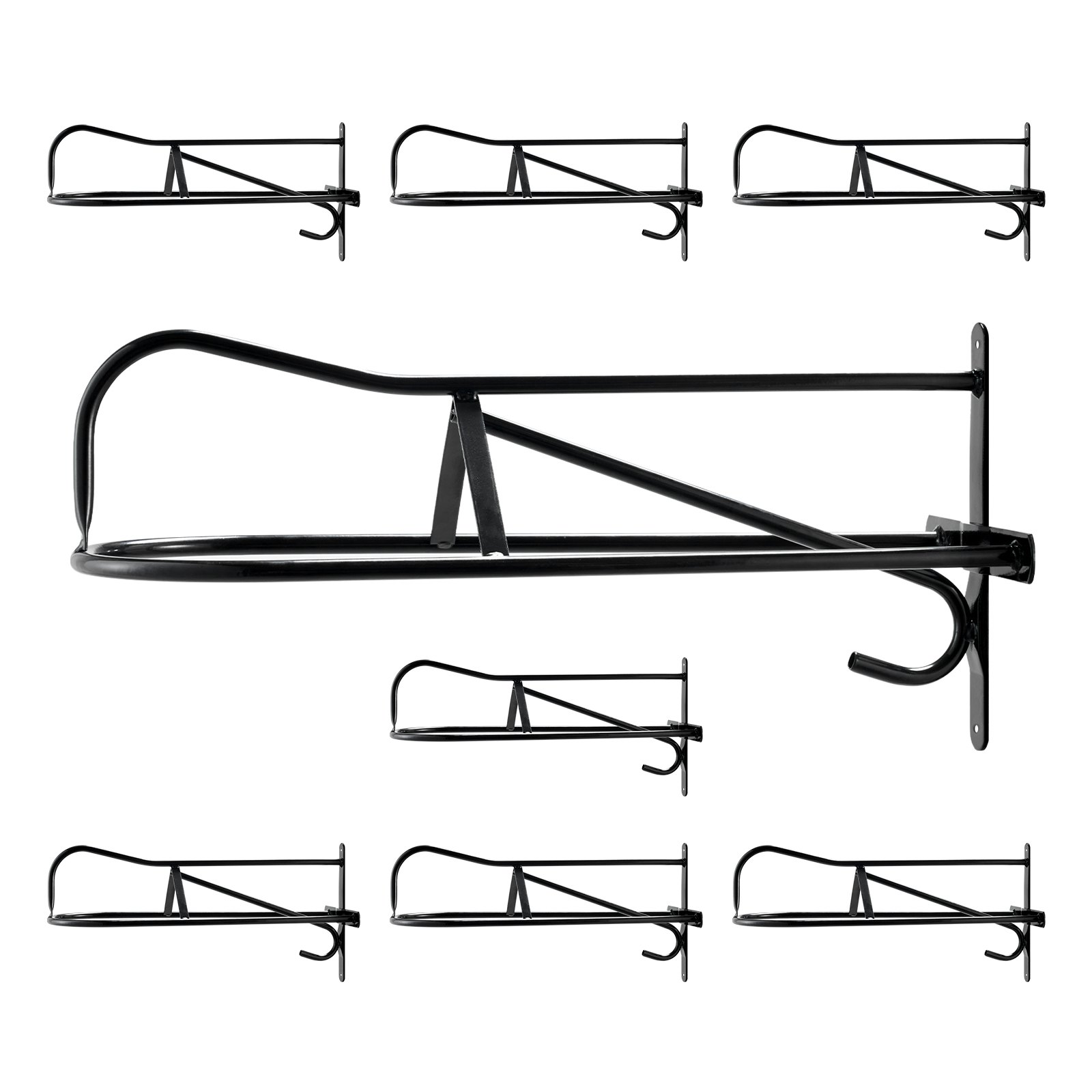 VEVOR Wall Mount Saddle Rack, 580 x 230 x 270mm, 8 Packs Horse Saddle Rack with Pad Bar, Portable Saddle Stand for English & Western Saddle, Horse Tack Storage for Equestrian Garden, Black