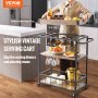 VEVOR 3-Tier Bar Serving Cart Rolling Trolley with Wine Grid Glass Holder 110LBS
