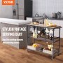 VEVOR Bar Cart, Home Serving Cart, 3 Tiers 300 LBS Industrial Rolling Beverage Station on Lockable Wheels, Mobile Alcohol Drink Cart with Removable Tray Wine Rack Glass Holder for Kitchen Dining Room