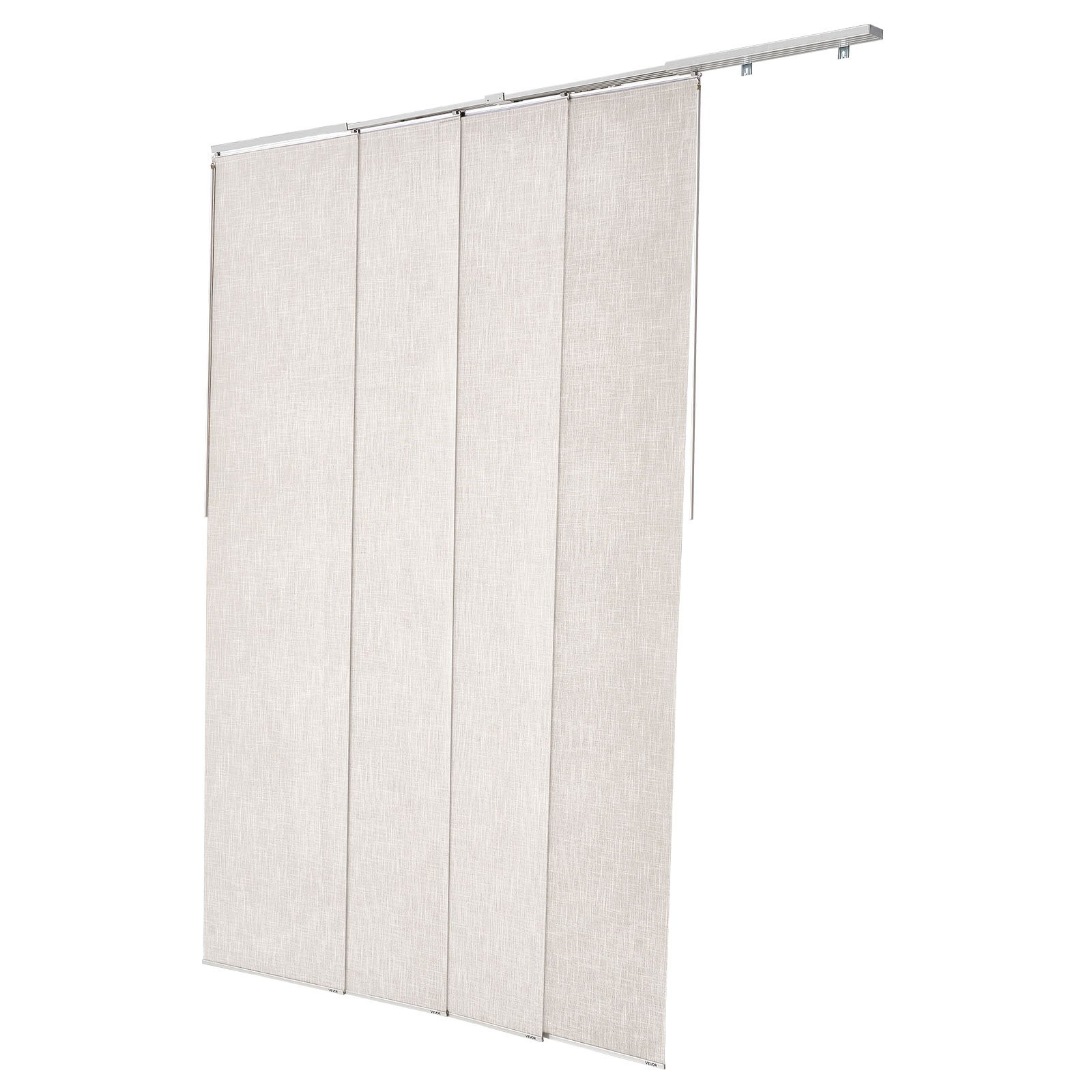 Persianas de panel VEVOR, riel extensible de 115 cm a 218 cm de ancho, cortinas recortables de hasta 244 cm de alto, persianas opacas verticales para puertas correderas, puertas de patio y separadores de ambientes, gris claro
