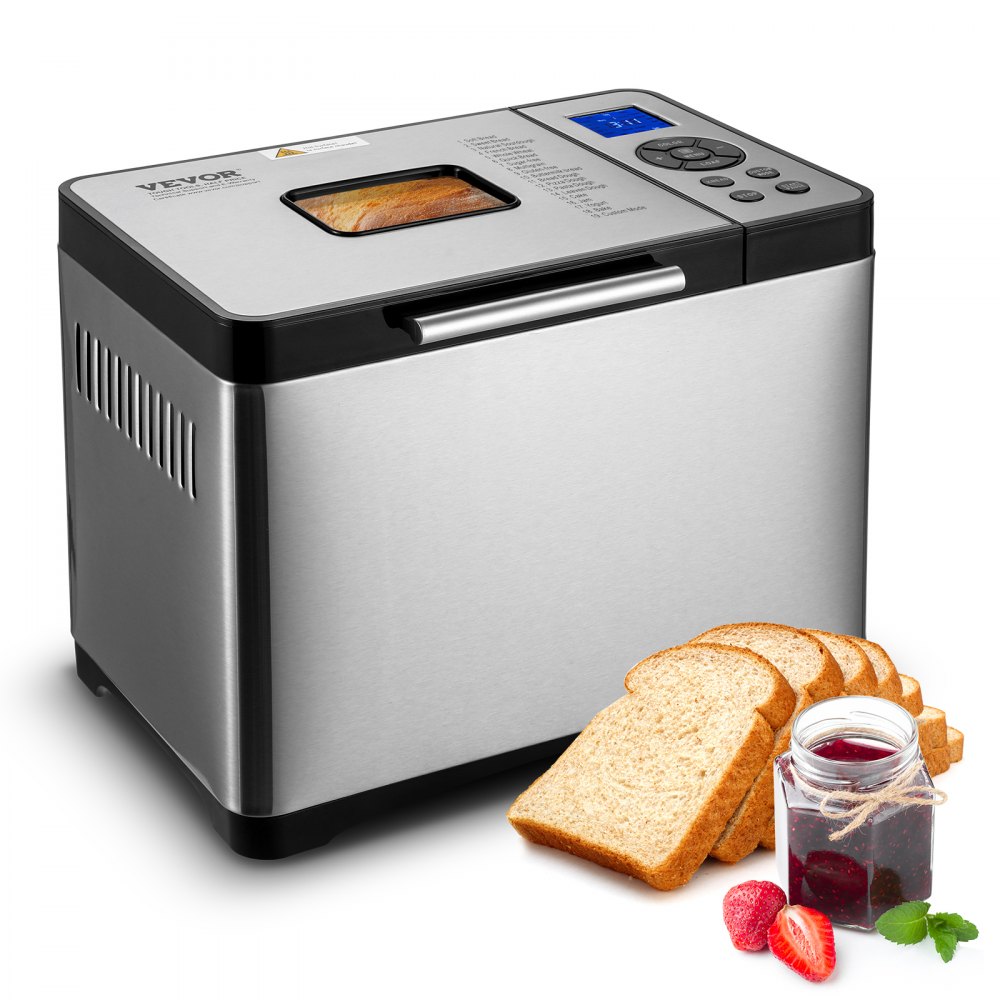 2LB 19-in-1 Bread Maker Automatic Compact Dough Machine Nonstick 3 Crust Colors