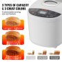 VEVOR Bread Maker, 19-in-1 2LB Dough Machine, Nonstick Ceramic Pan Automatic Breadmaker with Gluten Free Setting, Whole Wheat Bread Making, Digital, Programmable, 3 Loaf Sizes, 3 Crust Colors, White