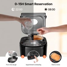 VEVOR 2LB 19-in-1 Bread Maker Automatic Compact Dough Machine Nonstick Inner Pot