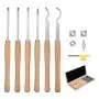 VEVOR Wood Lathe Turning Tool Set, 6PCS, Lathe Roughing, Finishing, Detailing Hollow Tool with Wooden Handle, Diamond Round Square Carbide Inserts, Wooden Box, for Beginners, Hobbyists, Professionals
