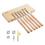 VEVOR Wood Lathe Turning Tool Set, 6PCS, Lathe Roughing, Finishing, Detailing Hollow Tool with Wooden Handle, Diamond Round Square Carbide Inserts, Wooden Box, for Beginners, Hobbyists, Professionals