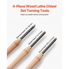 4PCS Wood Lathe Chisel Set HSS Woodturning Tools Storage Box for Lathe Finisher