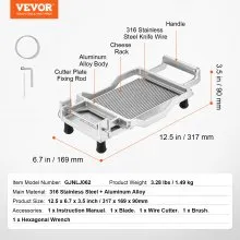 VEVOR Cheese Cutter with Wire Cheeser Butter Cutting 0.2" Ultra-Thin Cheese Slicer