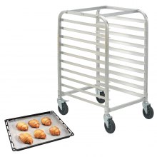 VEVOR Bun Pan Rack, 10-Tier Commercial Bakery Racks with Brake Wheels, Aluminum Racking Trolley Storage for Half & Full Sheet, Speed Rack For Kitchen Home, Bread Baking Equipment, 26\"L x 20.3\"W x 39\"H