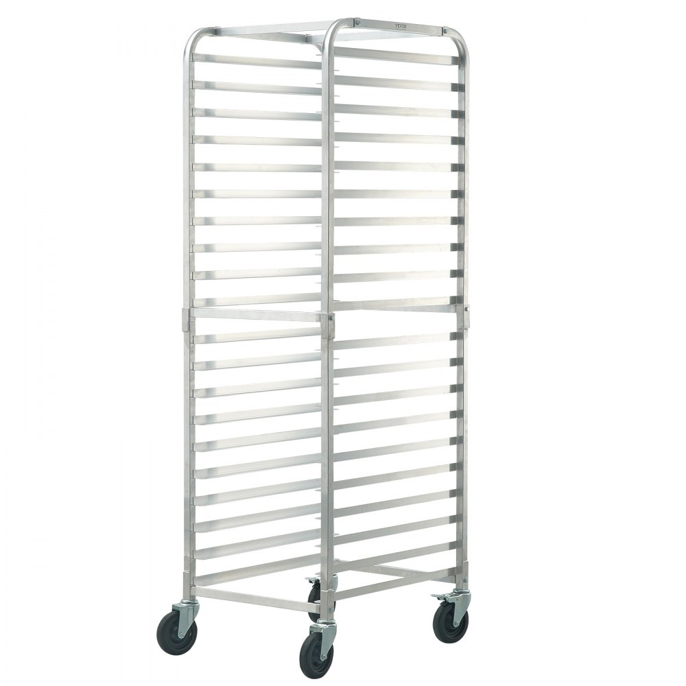 VEVOR Bun Pan Rack, 20-Tier Commercial Bakery Racks with Brake Wheels, Aluminum Racking Trolley Storage for Half & Full Sheet, Speed Rack For Kitchen Home, Bread Baking Equipment, 660x517x1767 mm