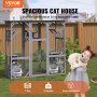 VEVOR Cat House Outdoor, 7-lags Large Catio, Cat-kabinett med 5 plattformer, 2 hvilebokser og stor inngangsdør, 71,2 x 34,6 x 66,5 tommer
