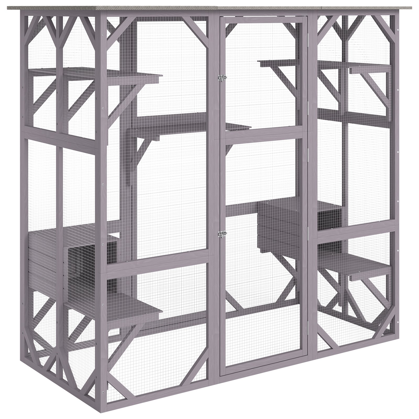 VEVOR Cat House Outdoor, 7-Tier Large Catio, Cat Enclosure with 5 Platforms, 2 Resting Boxes & Large Front Door, 71.2 x 34.6 x 66.5 inch