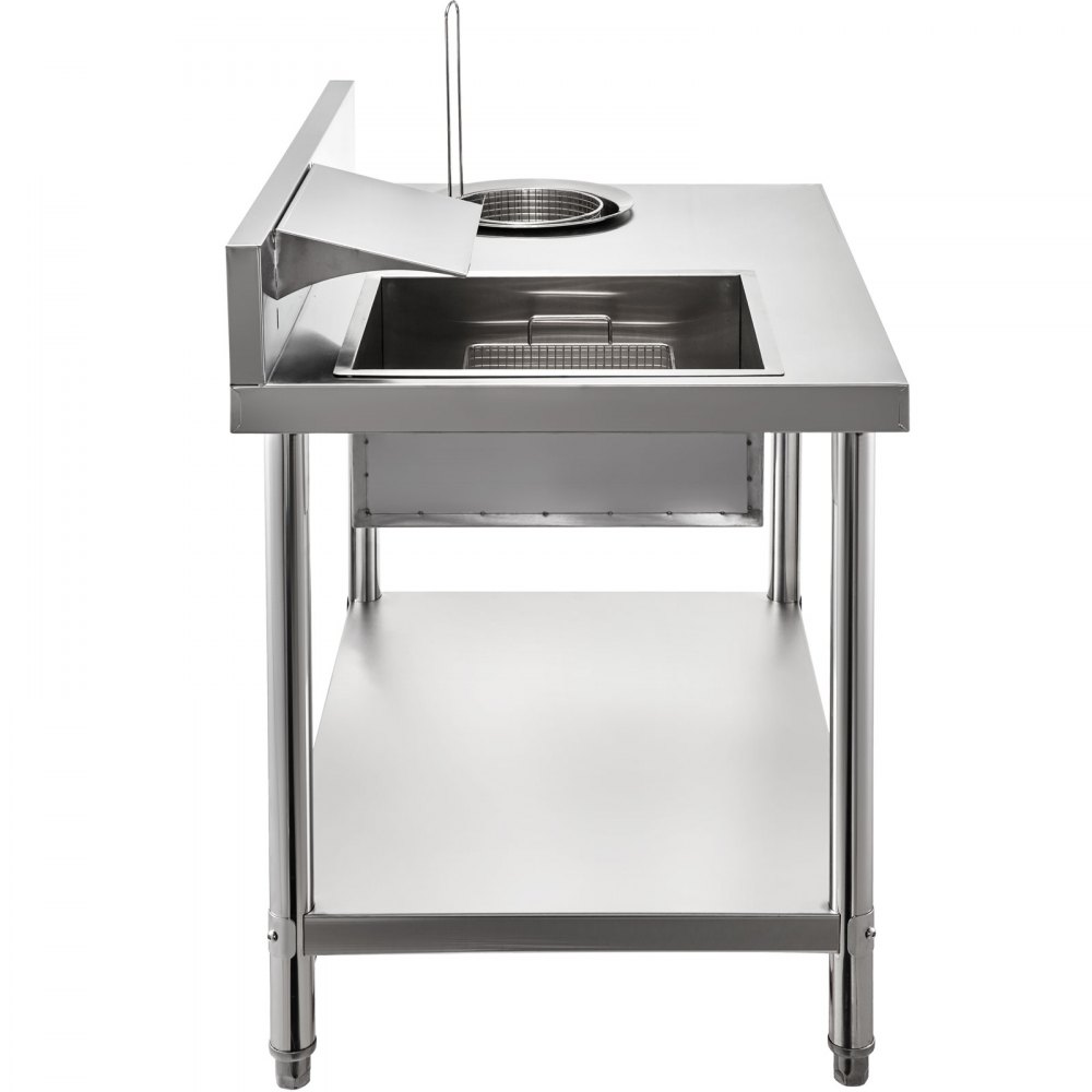 Breading Table Station Fried Food Chicken Fish 100X70cm Stainless Steel Tabletop