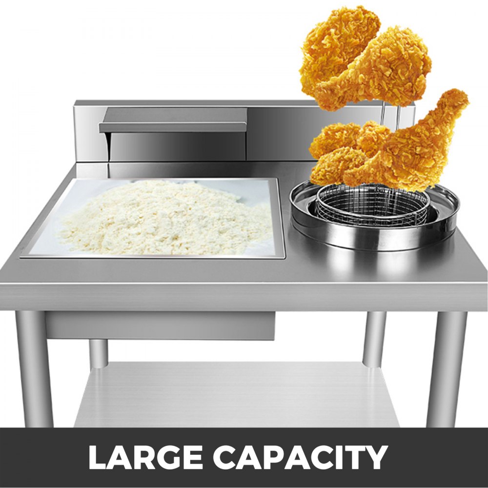 Breading Table 100x70x80cm Breader Station Fried Chicken Stainless Steel Worktop