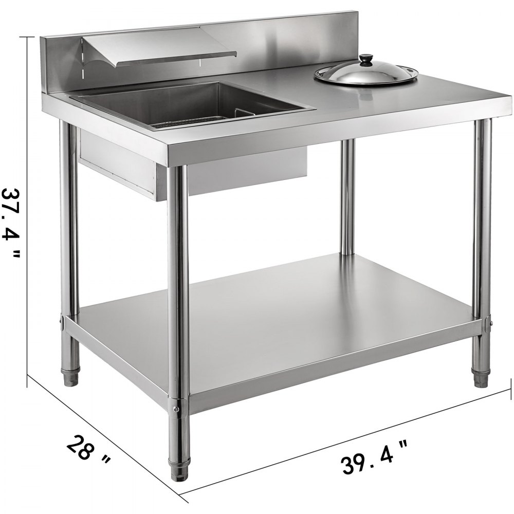 Breading Table 100x70x80cm Breader Station Fried Chicken Stainless Steel Worktop