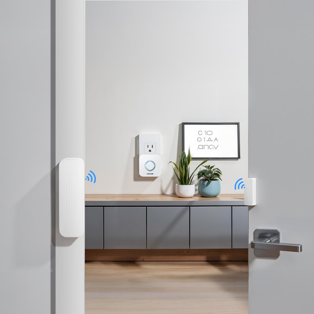 VEVOR Door Chime, DC 12V, Wireless Door Open Contact Sensor Alarm Chime with 656 ft Range, 58 Chimes & 5 Adjustable Volume, Doors Ringer Alert for Business, Store, Home, Office When Entering