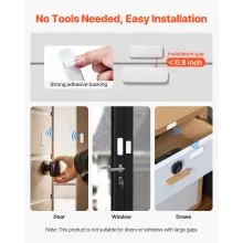 VEVOR Door Chime 58 Chimes 5-Level Volume Wireless Door Alarm Contact Sensor