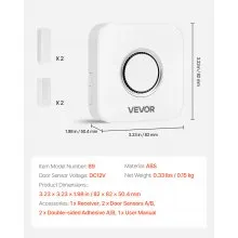 VEVOR Door Chime 58 Chimes 5-Level Volume Wireless Door Alarm Contact Sensor