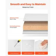 VEVOR Melamine Shelves, 2 Piece, Wooden Cabinet Shelves Cut to Size for Closet System, Replacement Cabinet Shelf, Versatile Use Wardrobe Board for Closets, Cabinets, or any custom Shelving Needs