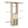 VEVOR Closet System with 2 Drawers, Adjustable Height Wooden Closet Organizers, Modern Walk-in Wardrobe Organization with 5 Retractable Clothes Hanger Rods, Freestanding Garment Rack Storage, Grey