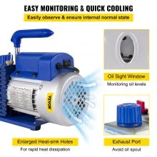 VEVOR Vacuum Pump 4.8CFM 1/3 HP Single Stage HVAC A/C Refrigeration Kit 5PA Ultimate Vacuum Manifold Gauge Set R410A R134A R22 HVAC AC, 4-Way Manifold Gauge and Hose for Air Conditioning Systems