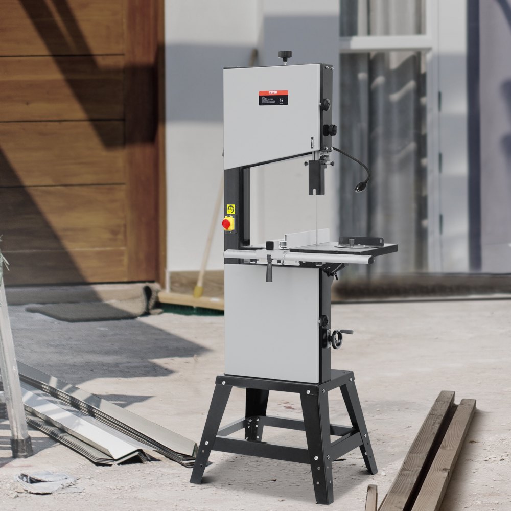 VEVOR Band Saw, 340mm / 13.39-Inch, Benchtop Bandsaw with Stand, 440-846 RPM Continuously Viable Speed, 1100W 1.5HP, 220V, Optimized Work Light, and Miter Gauge, for Woodworking Aluminum Wood Metal Copper