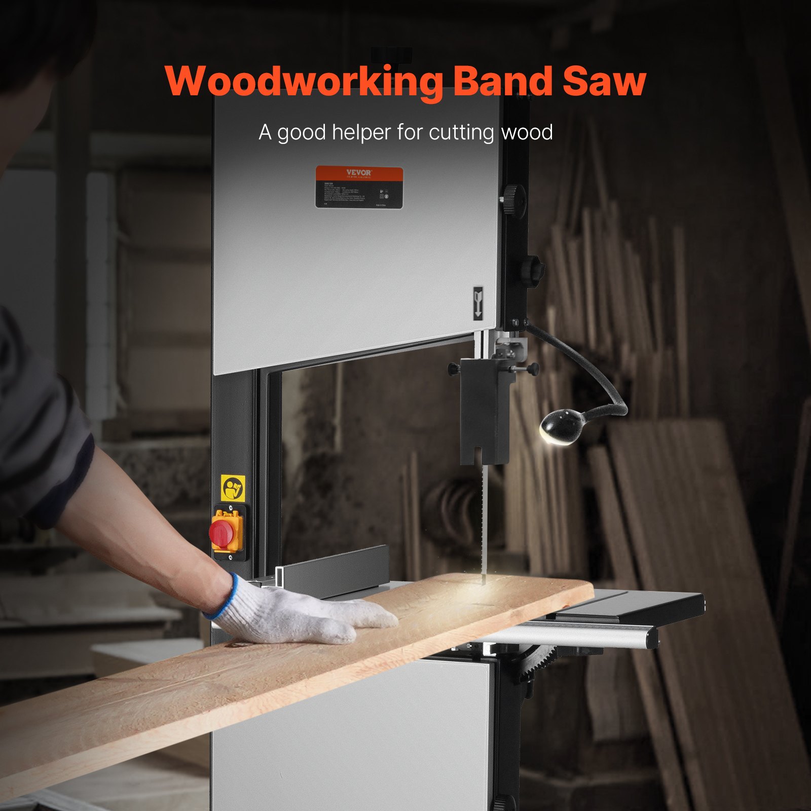 VEVOR Band Saw, 340mm / 13.39-Inch, Benchtop Bandsaw with Stand, 440-846 RPM Continuously Viable Speed, 1100W 1.5HP, 220V, Optimized Work Light, and Miter Gauge, for Woodworking Aluminum Wood Metal Copper