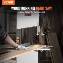 VEVOR Band Saw, 14-Inch, 480-960 RPM Continuously Viable Benchtop Bandsaw, 1100W 1-1/2HP Motor, with Optimized Work Light Workbench Stand Cabinet Assembly and Miter Gauge, for Woodworking Aluminum