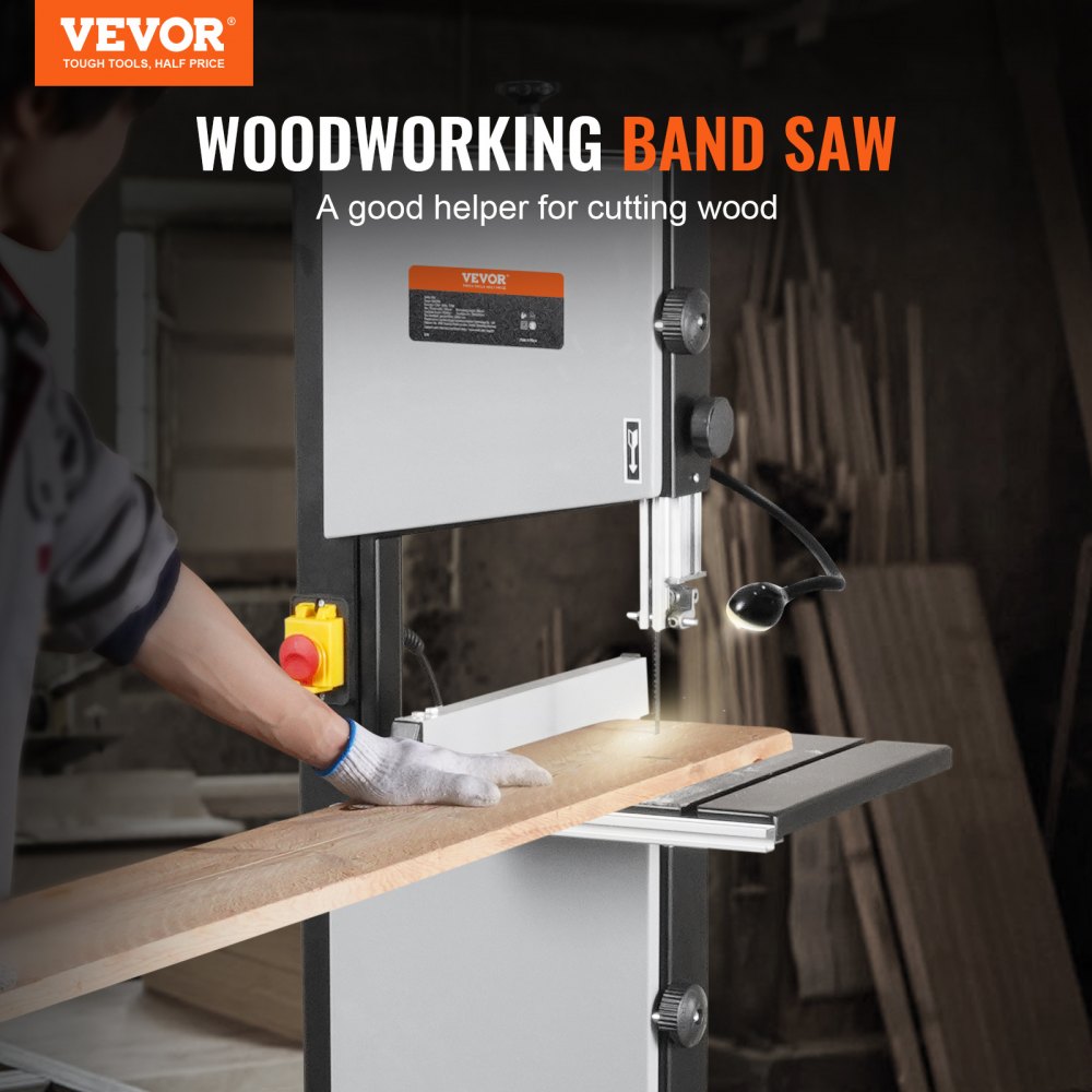 VEVOR Band Saw with Stand, 9.65-Inch, 560&1100 RPM Two-Speed Benchtop Bandsaw, 370W 1/2HP Motor 6'' Cutting Height 72.13'' Sawblade Length, with Fence and Miter Gauge, for Woodworking Aluminum Plastic
