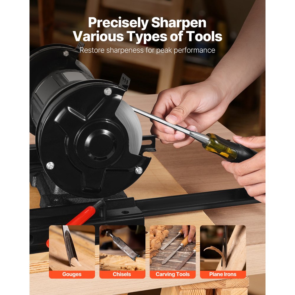 VEVOR Multi-Grind Sharpening System, Vari-Grind Pro Sharpening Jig Kit for 6" & 8" Bench Grinders – with Platform, Long Support Arm & Fingernail Gouge Jig, for Chisels, Woodturning, Plane Irons