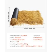 Artificial Thatch Grass Roof Roll 1.6 x 19.7 ft Tiki Hut Bar Skirt Roof Décor