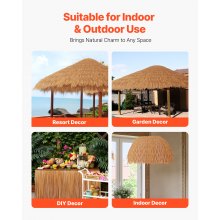 1.3x16.4 ft Artificial Thatch Roofing Mexican Style Tiki Hut Grass Skirt Roof