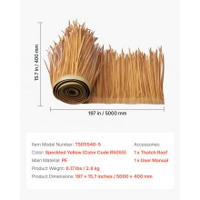 1.3x16.4 ft Artificial Thatch Roofing Mexican Style Tiki Hut Grass Skirt Roof