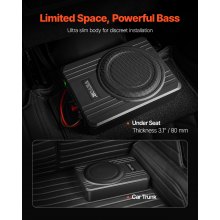 8" 400W Under Seat Car Subwoofer Slim Powered Car/Truck Subwoofer System