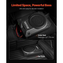 8" 800W Under Seat Car Subwoofer Slim Powered Car/Truck Subwoofer System