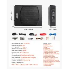 10" 240W Under Seat Car Subwoofer Slim Powered Car/Truck Subwoofer System