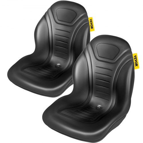 VEVOR Universal Tractor Seat Replacement, Compact High Back Mower Seat Pair, Black Vinyl Forklift Seat, Central Drain Hole Skid Steer Seat with Mounting Bolt Patterns of 8" x 11.5" & 11.25" x 11.5"