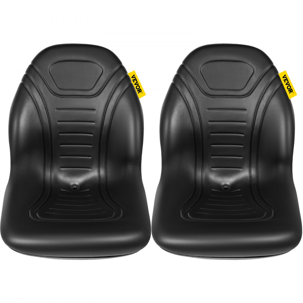 VEVOR Universal Tractor Seat Replacement 2 Pack, Compact High Back Mower Seat Pair, Black Vinyl Forklift Seat, Central Drain Hole Skid Steer Seat with Mounting Bolt Patterns