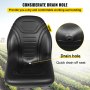 VEVOR Universal Tractor Seat Replacement, Compact High Back Mower Seat Pair, Black Vinyl Forklift Seat, Central Drain Hole Skid Steer Seat with Mounting Bolt Patterns of 8" x 11.5" & 11.25" x 11.5"