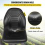 VEVOR Tractor Seat High Back Mower Seat Black Vinyl Forklift Drain Hole Pair