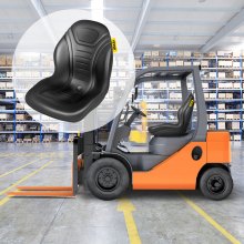 VEVOR Universal Tractor Seat Replacement, Compact High Back Mower Seat Pair, Black Vinyl Forklift Seat, Central Drain Hole Skid Steer Seat with Mounting Bolt Patterns of 8" x 11.5" & 11.25" x 11.5"