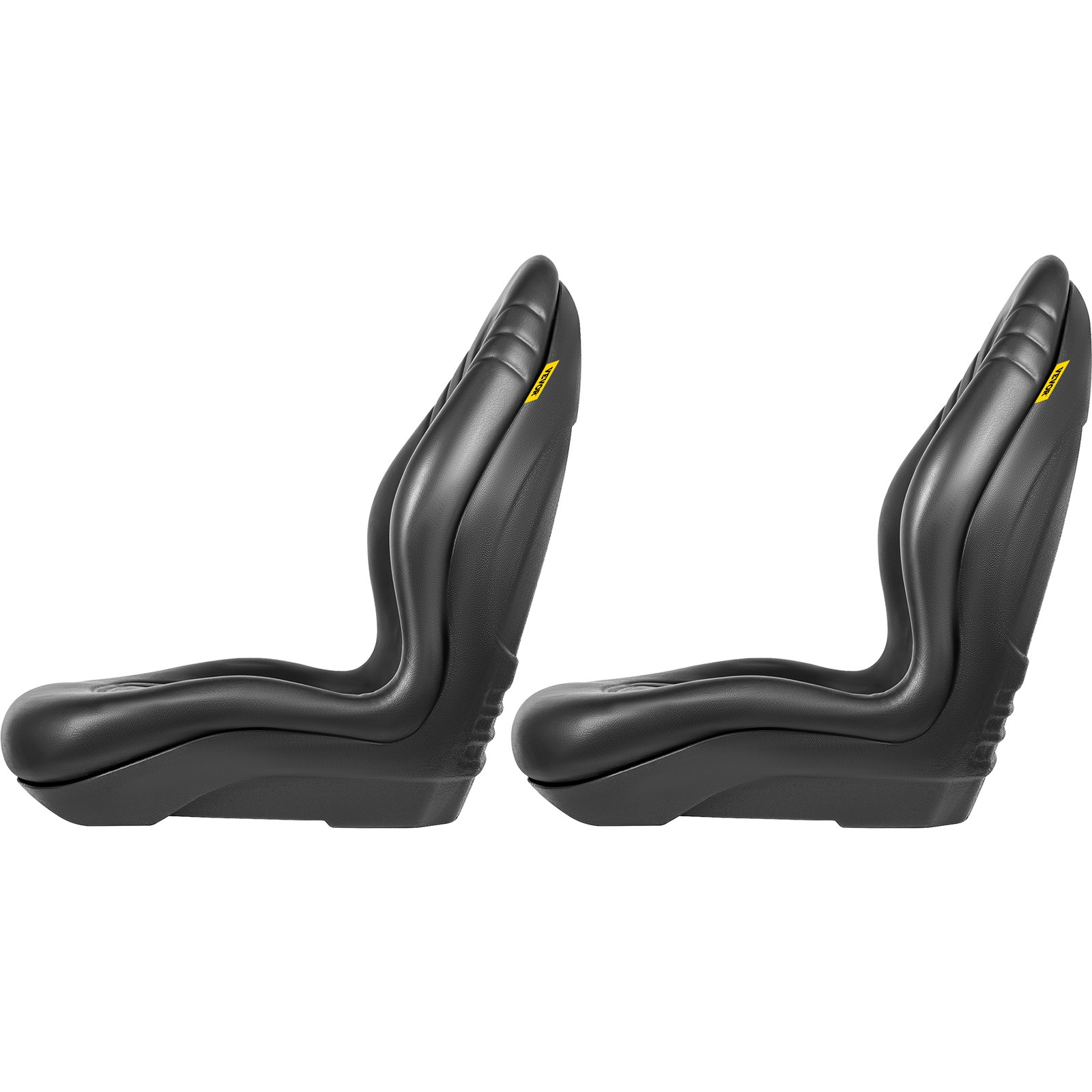 VEVOR Universal Tractor Seat Replacement 2 Pack, Compact High Back Mower Seat Pair, Black Vinyl Forklift Seat, Central Drain Hole Skid Steer Seat with Mounting Bolt Patterns
