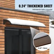 VEVOR Window Door Awning Canopy, 38" x 117" Door Canopy Exterior, UF50+ PC Sunshade Sheet Awnings, Outdoor Patio Awning Sun Shade, Transparent, Waterproof, for Sun Shutter, UV, Rain, Snow Protection