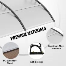 VEVOR Window Door Awning Canopy, 38" x 117" Door Canopy Exterior, UF50+ PC Sunshade Sheet Awnings, Outdoor Patio Awning Sun Shade, Transparent, Waterproof, for Sun Shutter, UV, Rain, Snow Protection