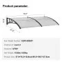 VEVOR Window Door Awning Canopy 965 x 1987 mm, UPF 50+ Polycarbonate Entry Door Outdoor Window Awning Exterior, Front Door Overhang Awning for Sun Shutter, UV, Rain, Snow Protection, Hollow Sheet