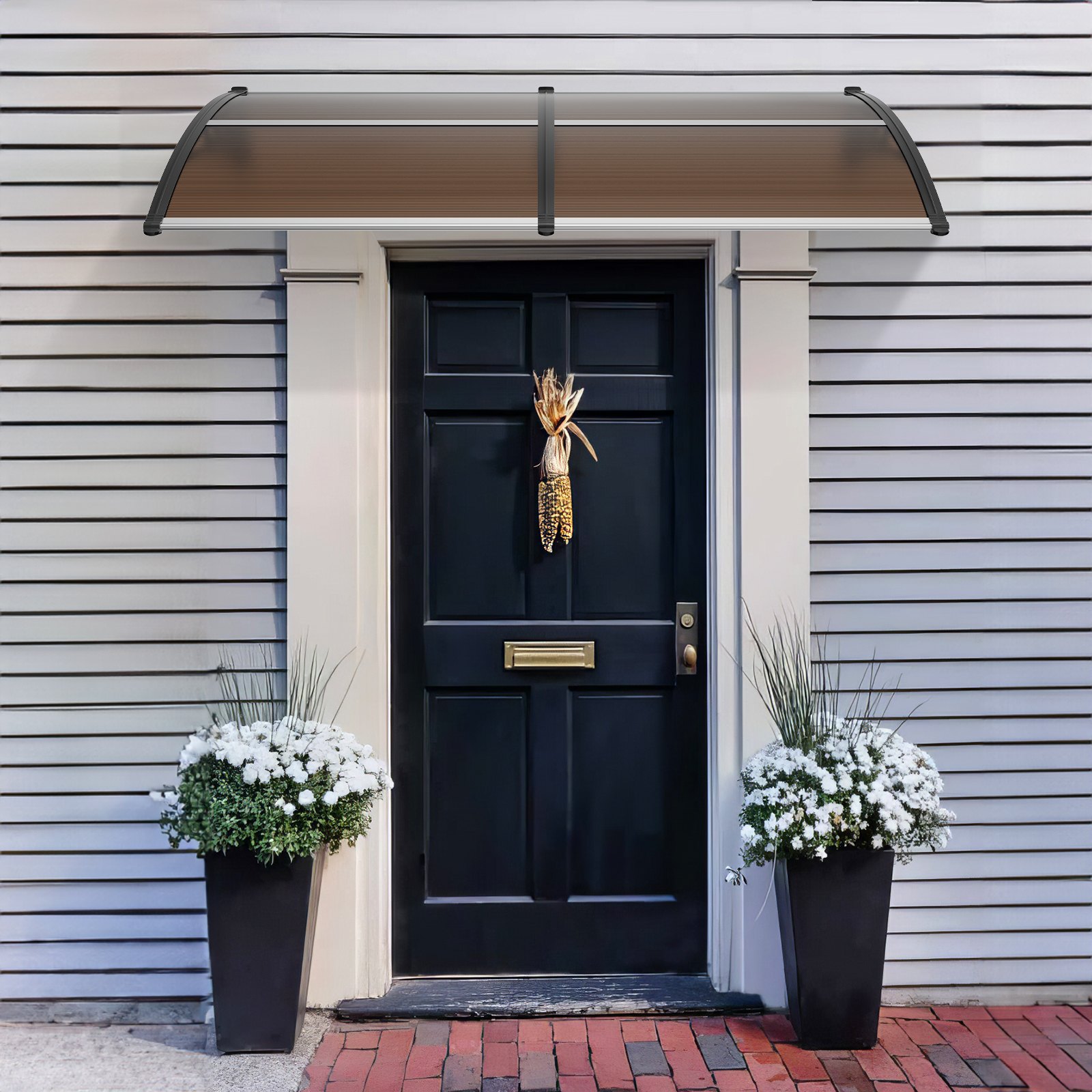 VEVOR Window Door Awning Canopy 80" x 40", UPF 50+ Polycarbonate Entry Door Outdoor Window Awning Exterior, Front Door Overhang Awning for Sun Shutter, UV, Rain, Snow Protection, Hollow Sheet