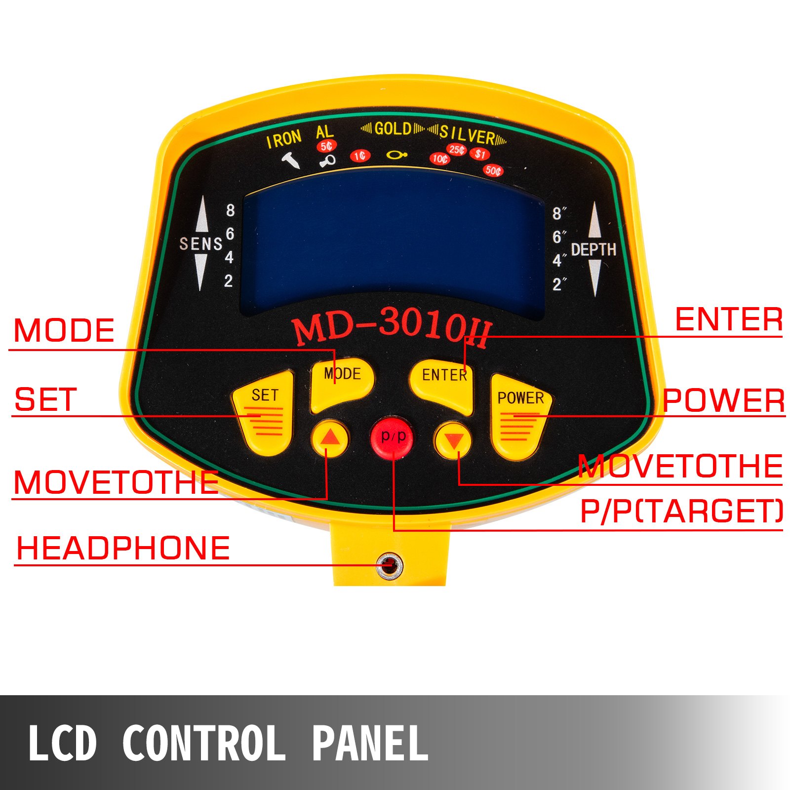 MD-3010II Deep Sensitive Metal Detector Gold Treasure Hunter Ground Search