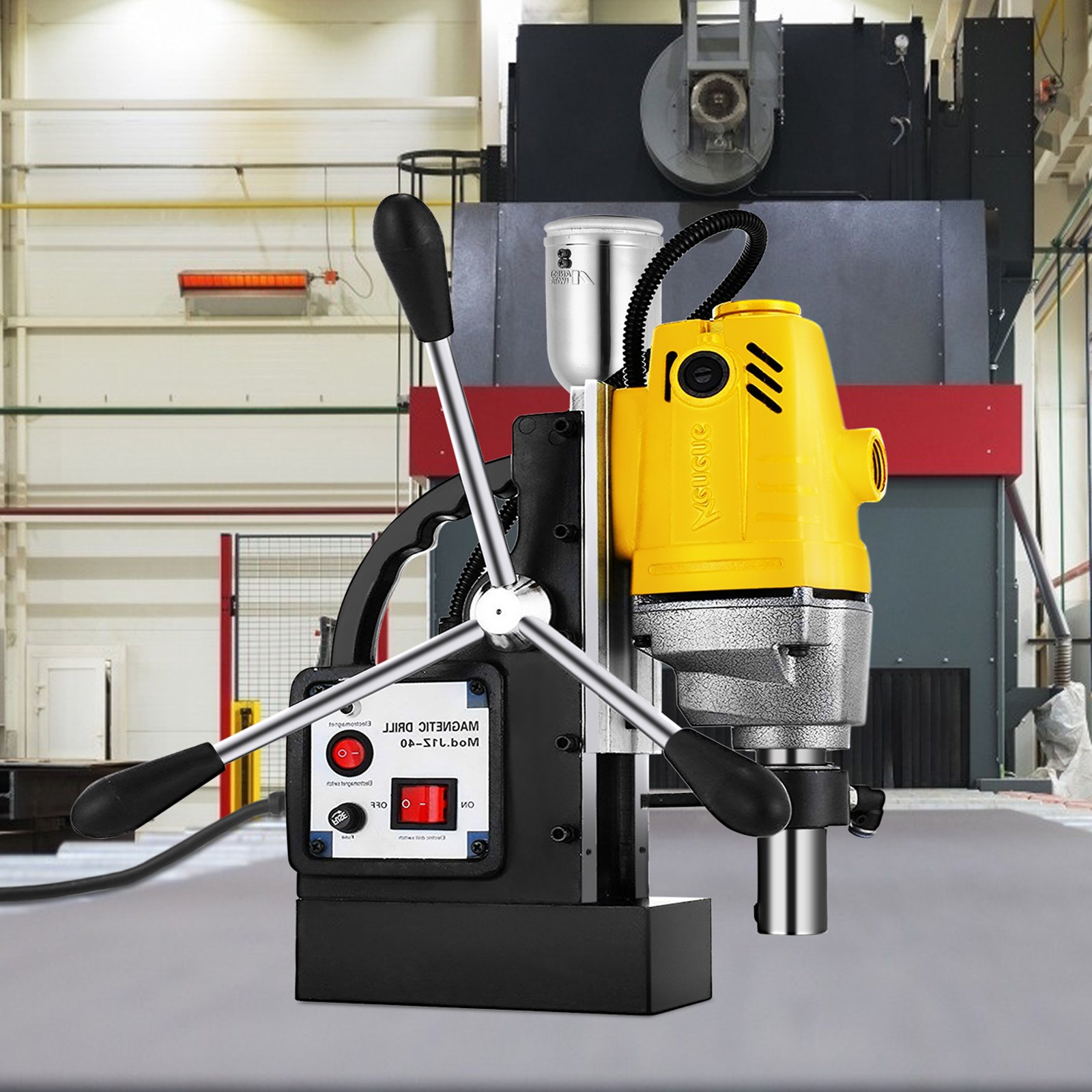 VEVOR Magnetic Drill, 40MM Magnetic Drill Press, 1100W Magnetic Core Drill, 2700 LBS Magnet Force Drilling Machine, 220V Electromagnetic Drill Press, Mag Drill with Chuck for Drilling and Tapping