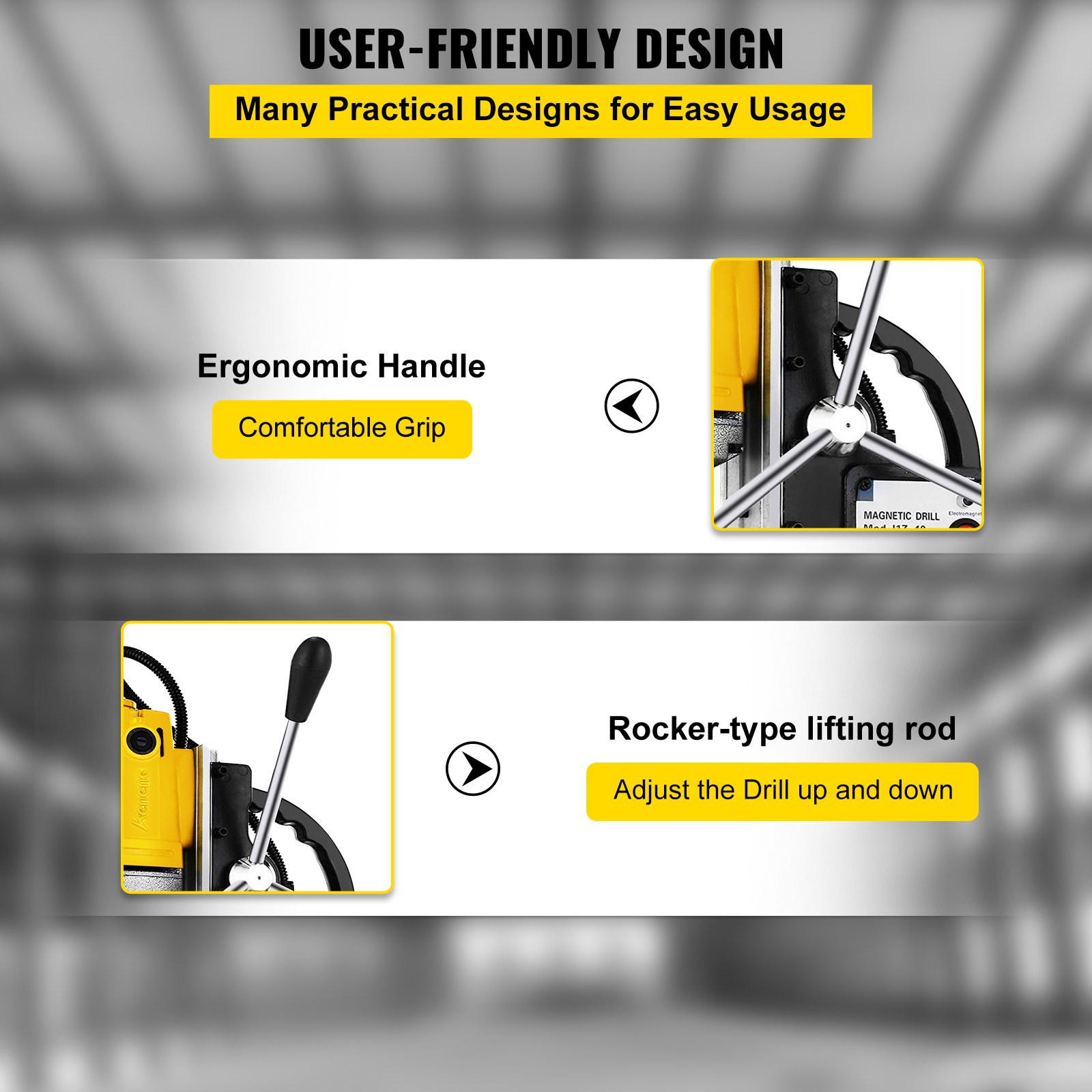 VEVOR SDT MD40 Heavy Duty Electric Magnetic Base 1100 W Drill Press 1-1/2 in. (40 mm)  Magnetic drilling press 670 RPM with 12000N Magnet Force