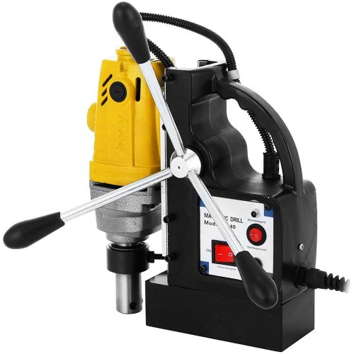 VEVOR MD40 1-1/2 in. Electric Magnetic Drill Press Drilling Machine with 11PC HSS Cutter Set Precise Annular Cutter Kit Compact Switchable Evolution 1100W Magnet Force